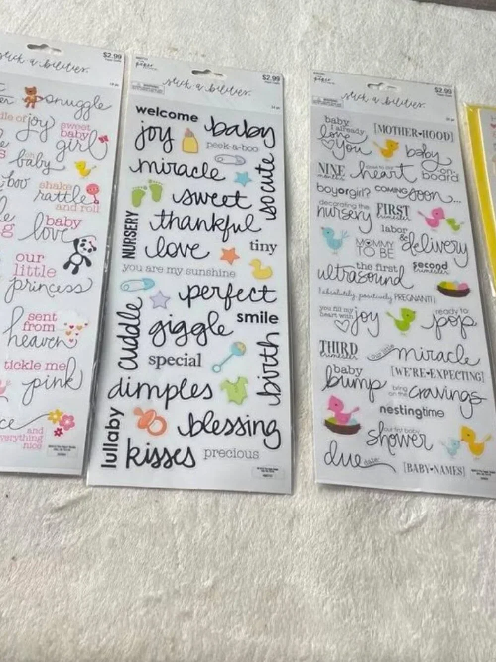 New Baby Shower Items Stickers Card Paper Punch Bundle